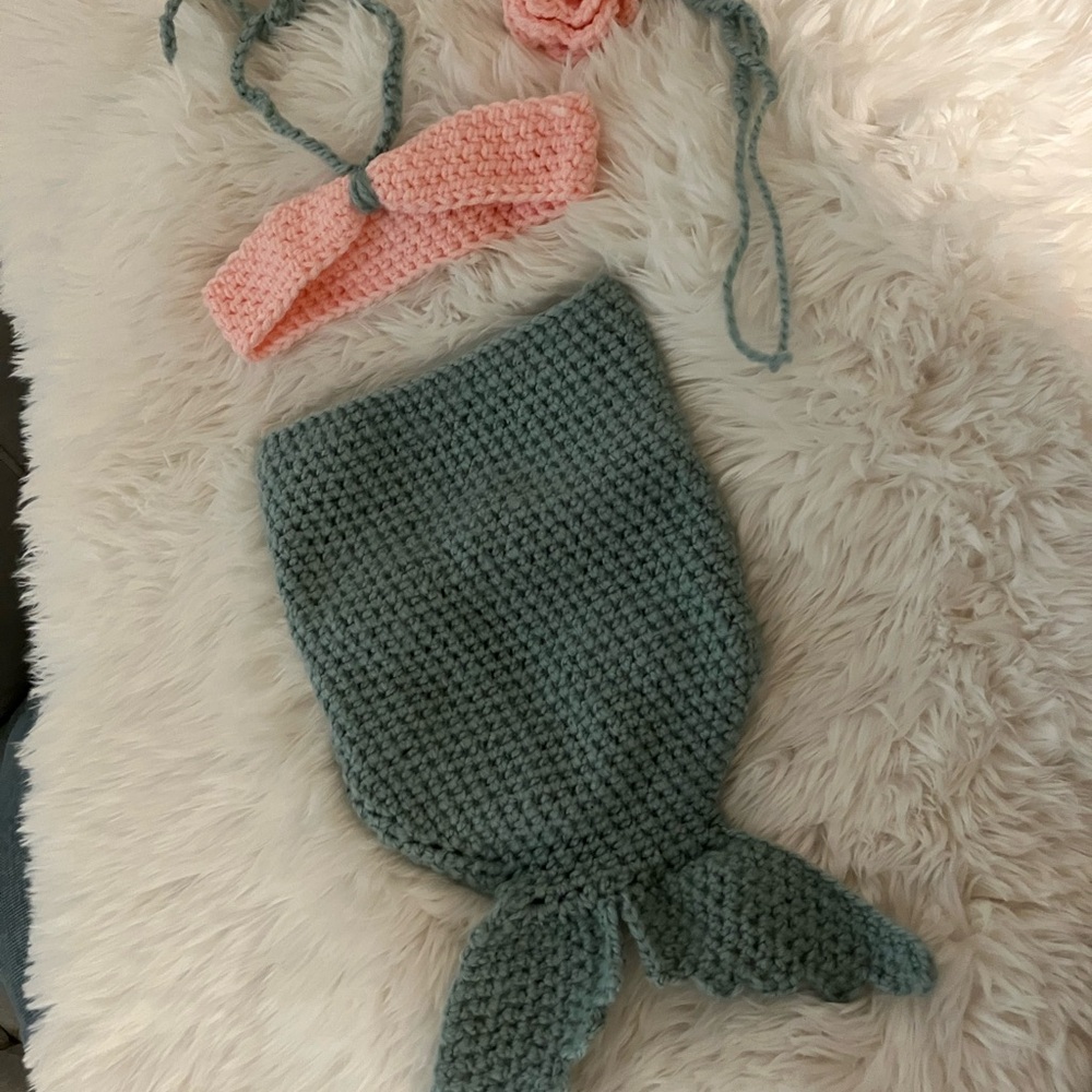 Crochet Mermaid Tail and Headband Set